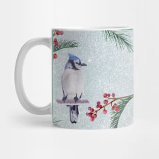 Birds and Berries Winter Holiday pattern Mug